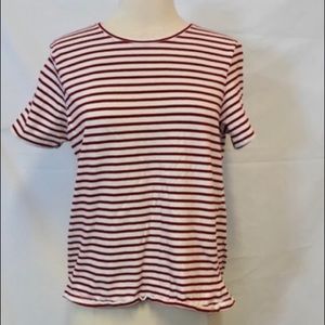 Zara Trafaluc Red and White Striped T-Shirt